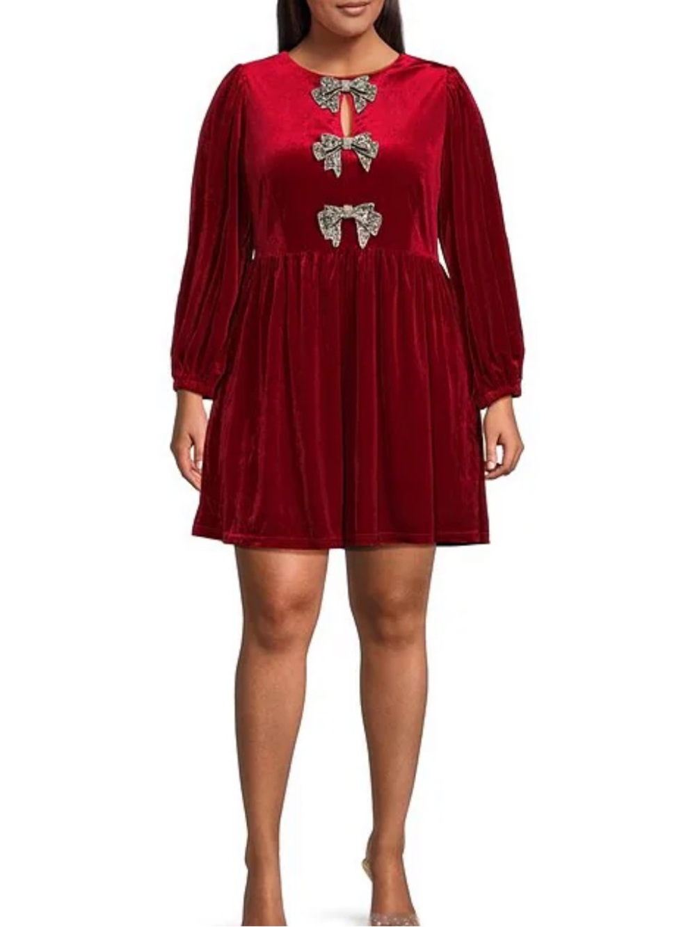 SugarLips Red Velvet Bow-Accent Women's Dress - NWT - Size 2X - Picture 3 of 14